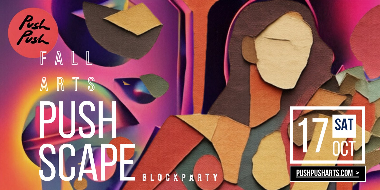 PushScape block party poster, Saturday October 17, PushPush Arts